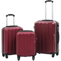 vidaXL Hardside resväska 3 st Burgundy Red ABS 91874