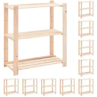 vidaXL Förvaringshylla 3 hyllor 10 st 80x38x90 cm massiv furu 150 kg