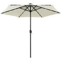 vidaXL Parasoll med LEDs och aluminiumstång 270 cm sandvit