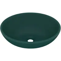 vidaXL Lyxigt ovalt handfat matt mörkgrön 40x33 cm keramik