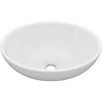 vidaXL Lyxigt ovalt handfat matt vit 40x33 cm keramik
