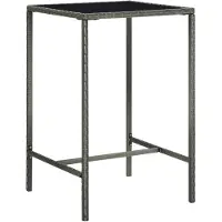 vidaXL Barbord för trädgård grå 70x70x110 cm konstrotting och glas