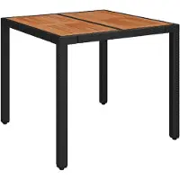 vidaXL Trädgårdsbord med träskiva svart 90x90x75 cm konstrotting