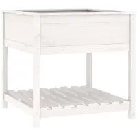 vidaXL Odlingslåda med hylla vit 82,5x82,5x81 cm massiv furu