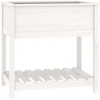 vidaXL Odlingslåda med hylla vit 82,5x54x81 cm massiv furu