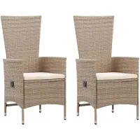 vidaXL Trädgårdsstolar 2 st med dynor konstrotting beige
