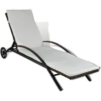 vidaXL Solstol med Dyna och Hjul Poly Rattan Brown