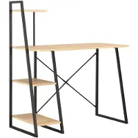 vidaXL Skrivbord med hyllenhet svart och ek 102x50x117 cm