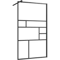 vidaXL Duschvägg, Genomskinligt ESG-glas, 90x195 cm, Svart