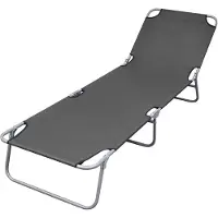 vidaXL Fällbar Chaise Longue med Justerbart Ryggstöd Grå Trädgård Solstol Transat 44293