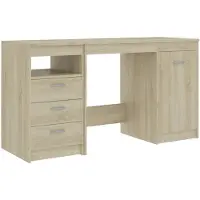 vidaXL Skrivbord sonoma-ek 140x50x76 cm spånskiva