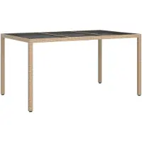 vidaXL Utebord 150x90x75 cm Härdat glas och konstrotting beige