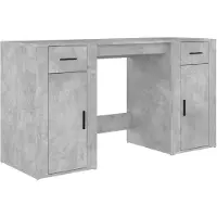 vidaXL Skrivbord med skåp betonggrå konstruerat trä