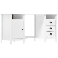 vidaXL Skrivbord Hill vit 150x50x74 cm massiv furu