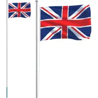 vidaXL Storbritanniens flagga med flaggstång, 6,23 m, Aluminium
