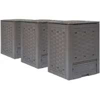 vidaXL Trädgårdskompost 3 st brun 60x60x83 cm 900 L plastrotting
