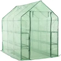 vidaXL Växthus med 12 hyllor stål 143x214x196 cm
