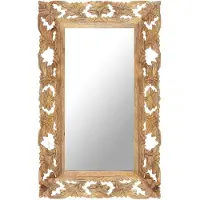 vidaXL Handsnidad spegel brun 80x50 cm massivt mangoträ