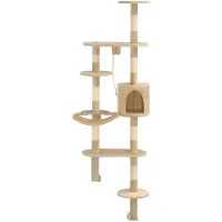 vidaXL Katträd väggmonterat med klöspelare i sisal 194 cm beige