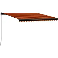 vidaXL Markis manuellt infällbar med LED 450x300 cm orange och brun