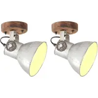 vidaXL Industriell vägglampa/taklampa 2 st silver 20x25 cm E27