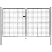 vidaXL Trädgårdsgrind galvaniserat stål 306x200 cm silver