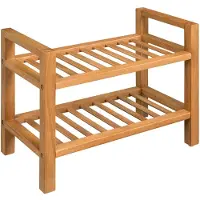 vidaXL Skohylla med 2 hyllor 50x27x40 cm massiv ek