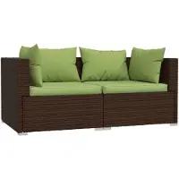 vidaXL Soffa 2-sits med dynor konstrotting brun