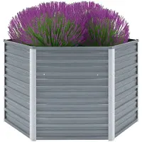 vidaXL Högsäng i Galvaniserat Stål 129x129x77 cm Grå Planteringslåda Blomkruka 44856