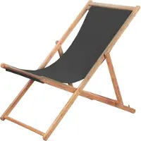 vidaXL Hopfällbar strandstol tyg och träram grå
