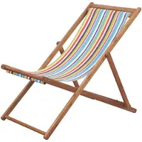 vidaXL Fällbar strandstol Tyg och trästomme Flerfärgad 44002