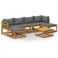 vidaXL Loungegrupp för trädgården med dynor 7 delar massivt akaciaträ