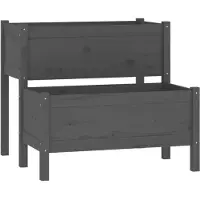 vidaXL Odlingslåda grå 84,5x84x75 cm massiv furu