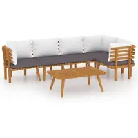 vidaXL Loungegrupp för trädgården med dynor 6 delar akaciaträ