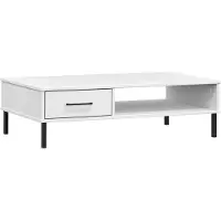 vidaXL Soffbord med metallben OSLO vit massiv furu