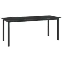 vidaXL Trädgårdsbord svart 190x90x74 cm aluminium och glas