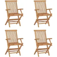 vidaXL Hopfällbara trädgårdsstolar 4 st massiv teak