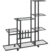 vidaXL Växtställ på hjul 94,5x25x92,5 cm svart metall