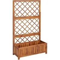 vidaXL Odlingslåda upphöjd med spaljé 85x38x150 cm massivt akaciaträ