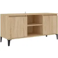 vidaXL TV-bänk med metallben sonoma-ek 103,5x35x50 cm