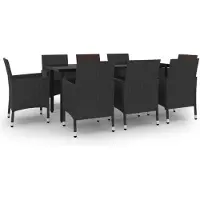 vidaXL Matgrupp för trädgården 9 delar med dynor konstrotting och glas