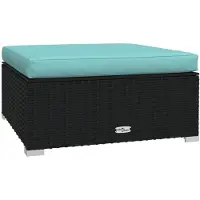 vidaXL Fotpall med dyna konstrotting svart 70x70x30 cm