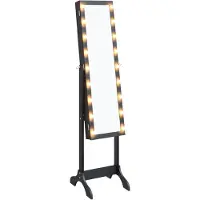 vidaXL Fristående spegel med LED svart 34x37x146 cm