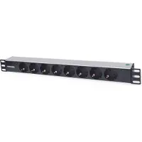 Intellinet 714037, 1U, horisontell, Aluminium, Aluminium, Svart, 8 AC-utgångar, Typ F