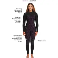 Billabong Synergy 4/3 Mm Våtdräkt I Neopren Med Långa ärmar Och Dragkedja På Ryggen För Damer
