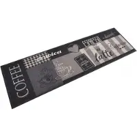 Super Merchant Vidaxl Kökmatta med Kaffemotiv, Svart, 45x150 cm, Sammet