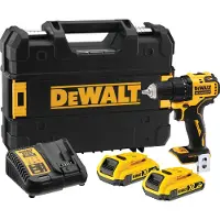 DeWalt DCD708D2T-QW 18V LI-ION Compact Drill - inkl. 2 x 2Ah-batterier, laddare, T-STAK Box