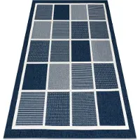Rugsx Matta SPRING 20426994 kvadrater ram sisal, ögla - blå 80x150 cm