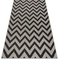 Rugsx MATTA SIZAL FLOORLUX 20340 silver / svart ZIGZAG 60x110 cm