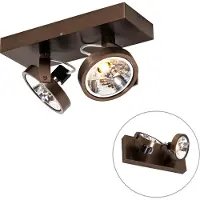 QAZQA Design spotlight mörkbrons 2-ljus roterbar och vinklingsbar - Go